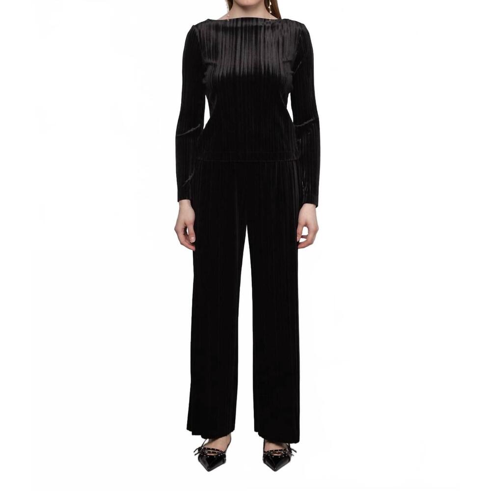 NEW ESTHE women's open back bow velvet top in black